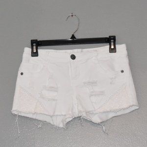 White Distressed Jean Shorts